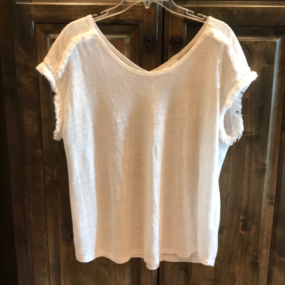 Like new a loves a cream tee top fringe L $59!!